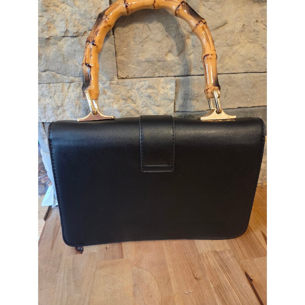 New Vintage Style Bamboo Handle Handbag with Bee Ornament - Picture 4 of 5
